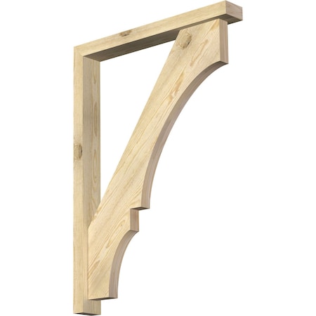 Balboa Block Rough Sawn Bracket w/ Offset Brace, Douglas Fir, 4"W x 30"D x 42"H